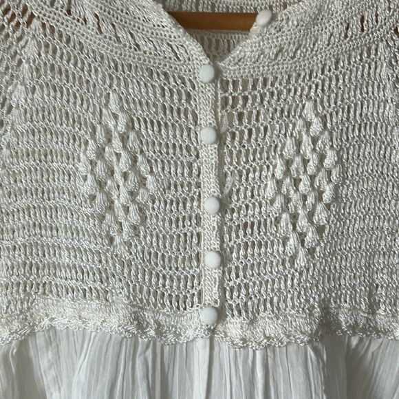 Free People White Mesh Net Open Top Long Sleeve Peasant Top size XS - Picture 6 of 9
